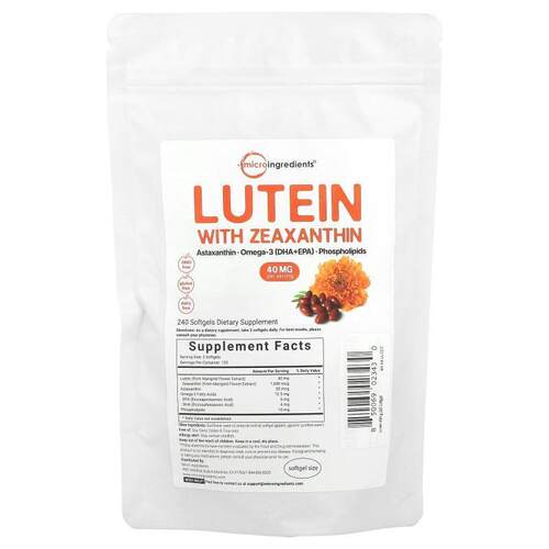 Micro Ingredients,含玉米黄质的叶黄素，240 粒软胶囊