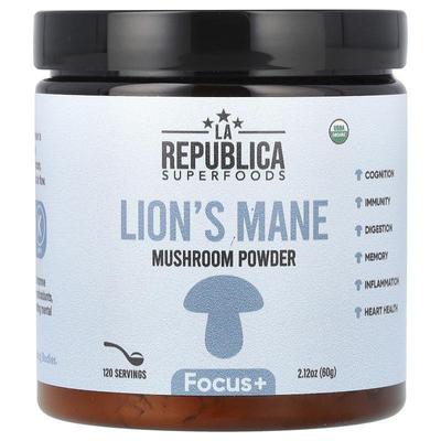 LA Republica,Superfoods, Lion's Mane Mushroom Powder, 2.12 o