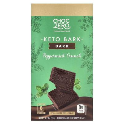 ChocZero,Keto Bark，黑巧克力，薄荷脆，8 条独立铝箔包装棒，3.