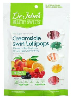 Dr. John's Healthy Sweets,奶油卷棒棒糖，含纤维和维生素 C