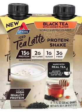 阿特金斯,Iced Tea Latte Protein Shake, Black Tea with Honey,
