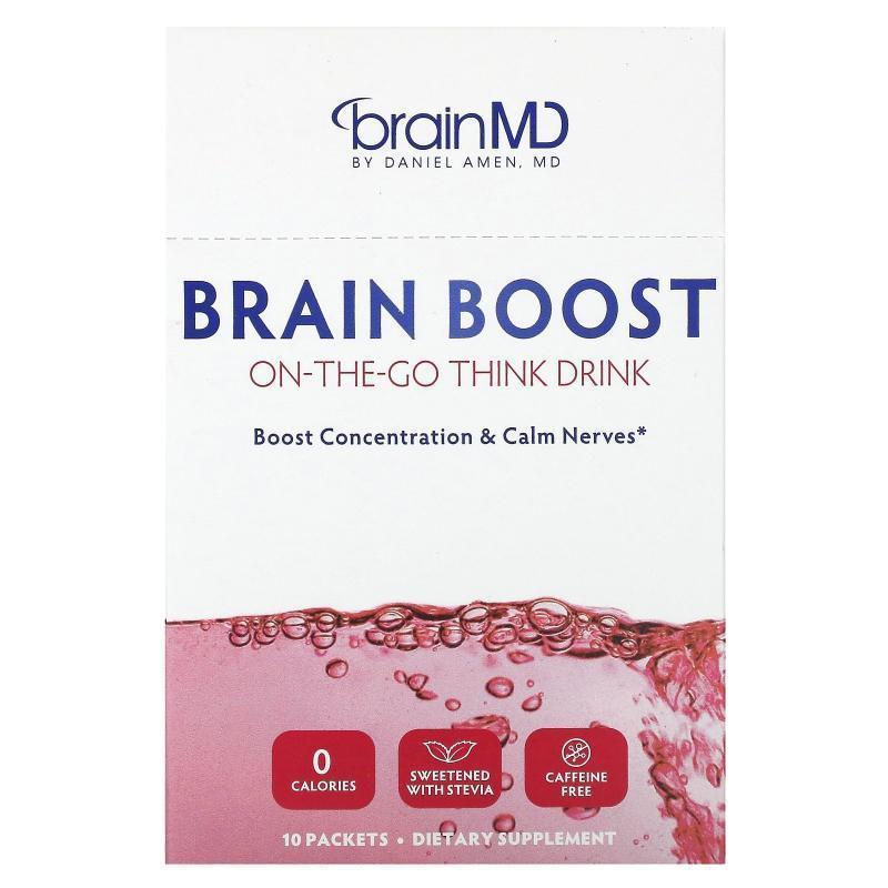 BrainMD,Brain Boost, On-The-Go Think Drink, Caffeine Free, 1