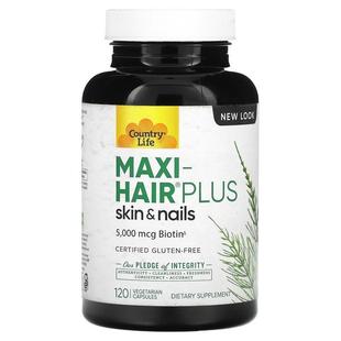 微克 头发健康补充剂 1250 粒素食胶囊 240 Maxi 乡村生活 Hair