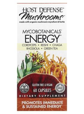 Fungi Perfecti 主体防御,MycoBotanicals，能量，60 粒素食胶囊