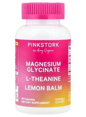 Pink Stork,Magnesium Glycinate, L-Theanine, Lemon Balm, 90 C