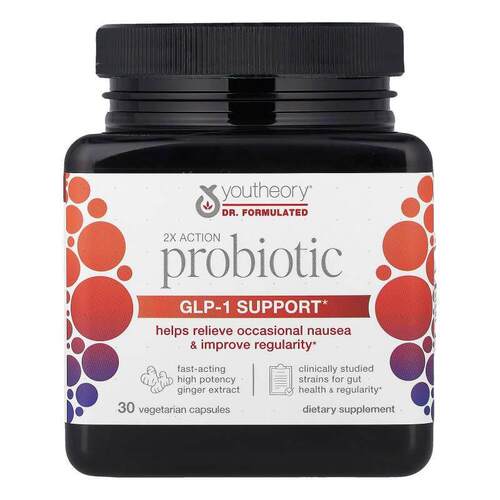 Youtheory,2X Action Probiotic, 30 Vegetarian Capsules