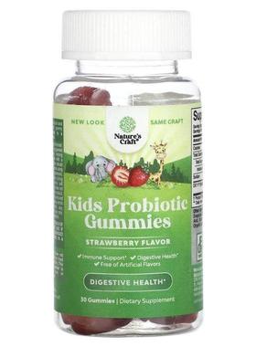 Natures Craft,Kids Probiotic Gummies, Strawberry , 30 Gummie