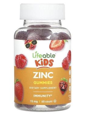 Lifeable,儿童锌软糖，天然浆果味，15 毫克，60 粒软糖