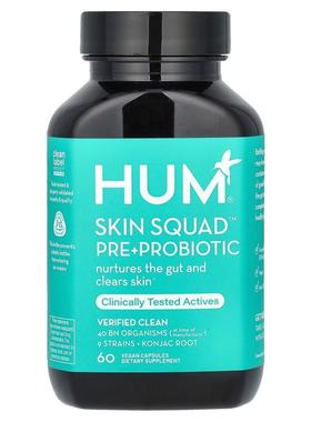 HUM Nutrition,Skin Squad Pre + Probiotic, 60 Vegan Capsules