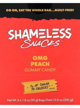 Shameless Snacks,Gummy Candy, OMG Peach, 6 Bags,