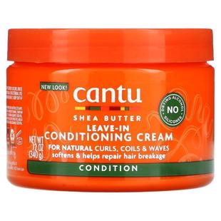 Cantu,乳木果油，免洗护发素，用于自然卷发、爆炸头和波浪卷，12