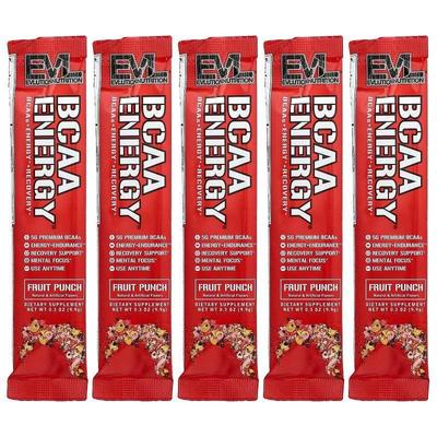 EVL,BCAA Energy®, Fruit Punch, 5 Packets, 0.3 oz (9.9 g) Eac