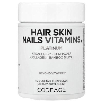 Codeage,Hair Skin Nails Vitamins, Platinum, 60 Vegetable Cap