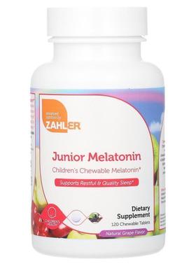 Zahler,Junior Melatonin, Natural Grape, 120 Chewable Tablets