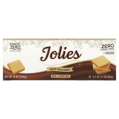 ChocZero,Jolies Cookies, Dark Chocolate, 20 Packs, 0.4 oz (1