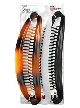 Scunci香蕉发夹色彩组合3枚