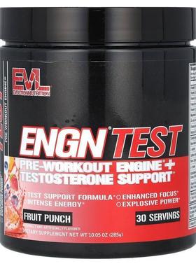 EVL,ENGN TEST, Pre-Workout Engine + Testosterone Support, Fr