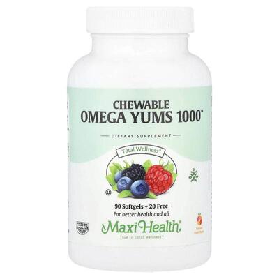 Maxi Health,Chewable Omega Yums 1000™，天然水果味，110 粒软