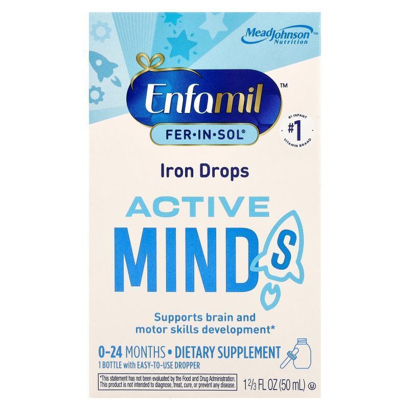 Enfamil,Fer-In-Sol®，铁滴剂，活跃思维，0-24 个月