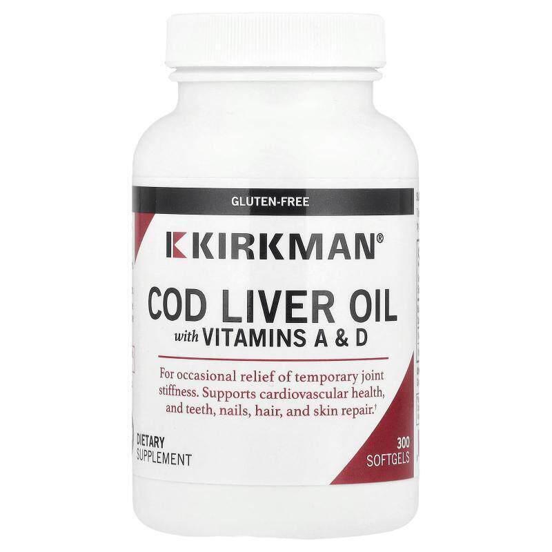 Kirkman Labs,鳕鱼肝油,含维生素 A 和 D,300 粒软胶囊