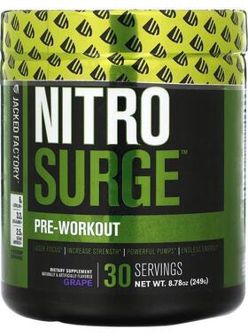 Jacked Factory,Nitro Surge，锻炼前配方，葡萄味，8.78 盎司（2