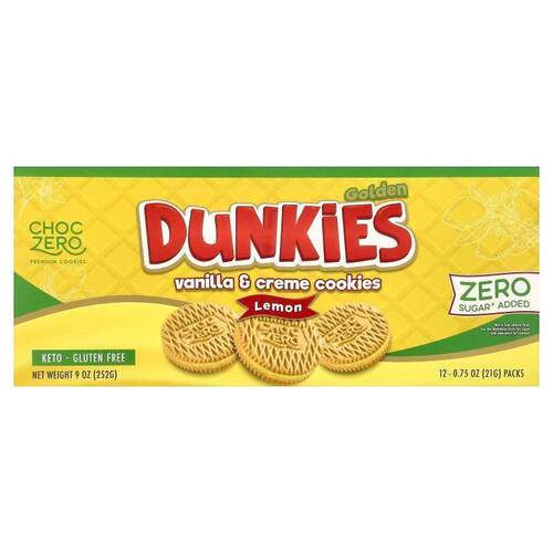 ChocZero、金色Dunkies、香草奶油饼干，柠檬，12包，每包0.75盎2