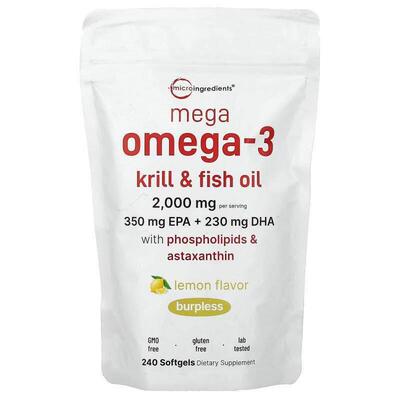 Micro Ingredients,Mega Omega-3 Krill &amp; Fish Oil With