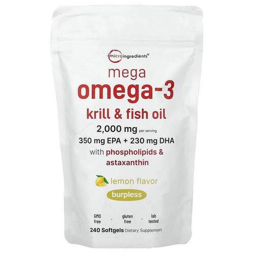Micro Ingredients,Mega Omega-3 Krill &amp; Fish Oil With