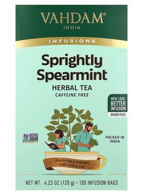 Vahdam Teas,Infusions, Herbal Tea, Sprightly Spearmint, Caff