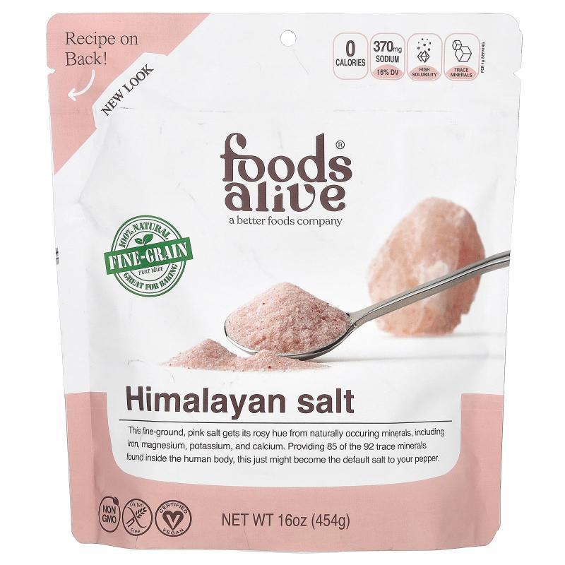Foods Alive,Himalayan Salt, Fine Ground, 16 oz (454 g)