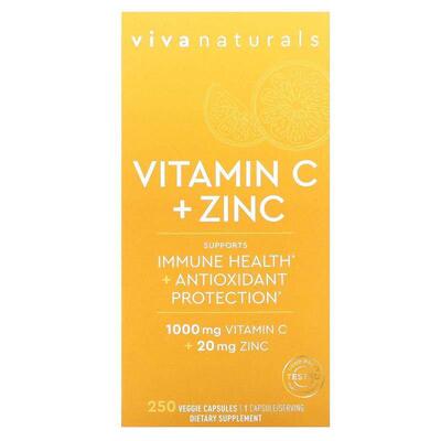 Viva Naturals,Vitamin C + Zinc, 250 Veggie Capsules