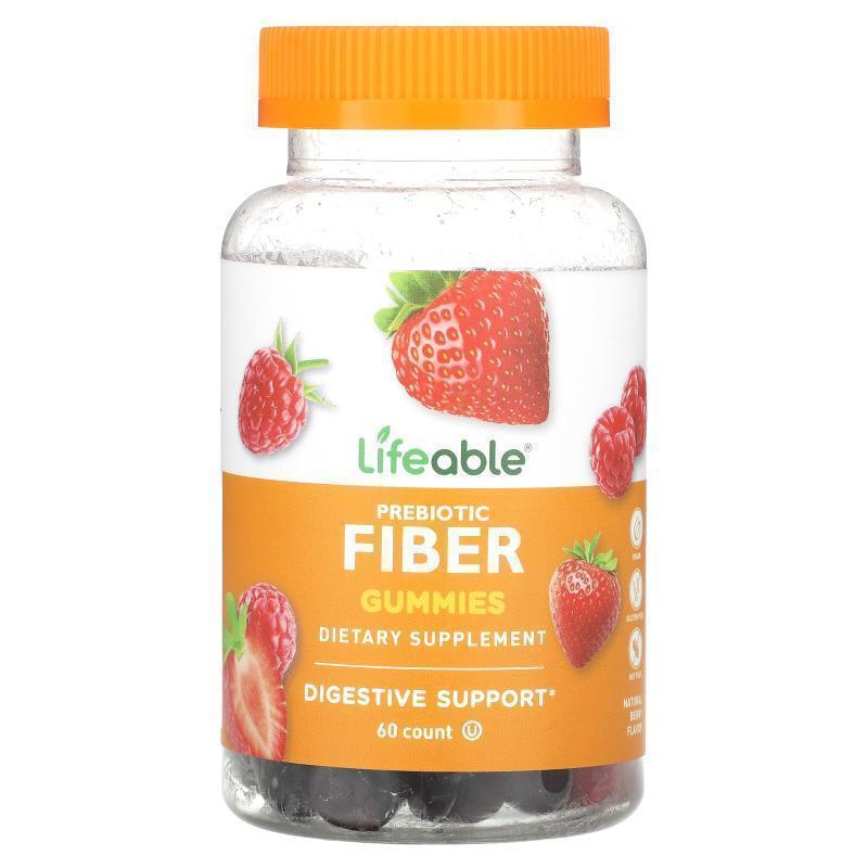 Lifeable,Prebiotic Fiber Gummies, Natural Berry, 60 Gummies