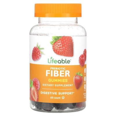Lifeable,Prebiotic Fiber Gummies, Natural Berry, 60 Gummies