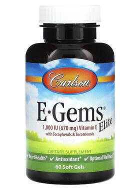 Carlson,E-Gems Elite, Vitamin E with Tocopherols &amp; T