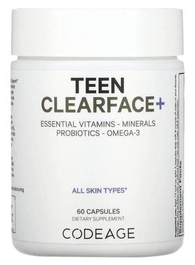 Codeage,Teen Clearface Vitamins，各种肤质，60 粒胶囊