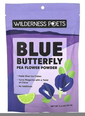 Wilderness Poets LLC,蝴蝶豌豆花粉，蓝色抹茶味，3.5 盎司（99
