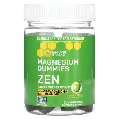 Natural Stacks,Magnesium Gummies, Zen, Green Apple