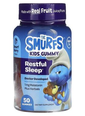 The Smurfs,儿童软糖，宁静睡眠，3 岁以上，浆果味，50 粒