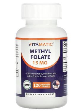 Vitamatic,Methyl Folate, 15 mg, 120 Vegetable Capsules
