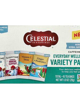 斯乐,Everyday Wellness Variety Pack, Caffeine Free , 16 Tea