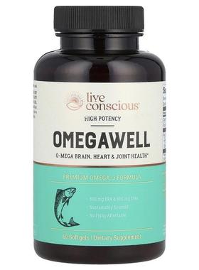 Live Conscious,欧米茄优效，60 粒软凝胶