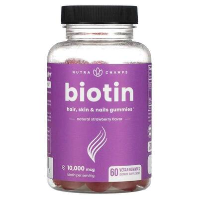 NutraChamps,生物维生素软糖，天然草莓味，5,000 微克，60 粒全