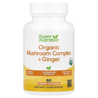 Super Nutrition,Organic Mushroom Complex + Ginger, 60 Veggie