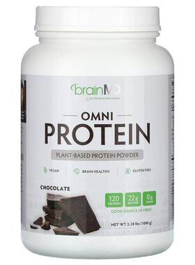 BrainMD,Omni Protien, Plant-Based Protein Powder, Chocolate,