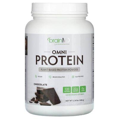 BrainMD,Omni Protien, Plant-Based Protein Powder, Chocolate,
