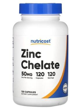 Nutricost,Zinc Chelate, 50 mg, 120 Capsules