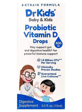 DrKids,Baby &amp; Kids, Probiotic Vitamin D Drops, 0.5 f