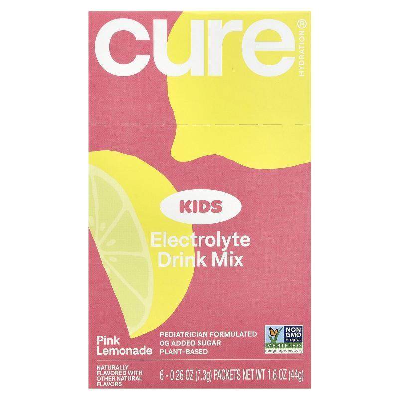 Cure Hydration,Kids, Electrolyte Drink Mix, Pink Lemonade, 6
