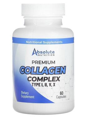 绝对营养,Premium Collagen Complex, Type I, II, V, X, 60 Caps
