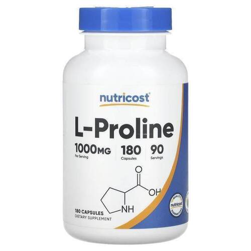 Nutricost,L-Proline, 500 mg, 180 Capsules
